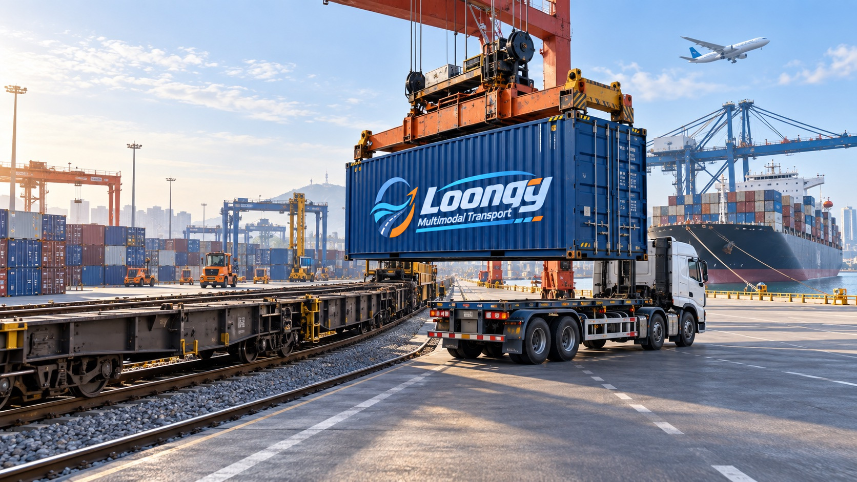 China Loong container moving between rail, road, sea and air transport
