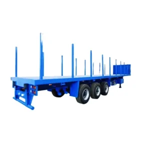 3-Axle 20ft 40ft Container and Log Wood Timber Transport 60-100 Ton Flatbed Truck Towing Semi Trailer