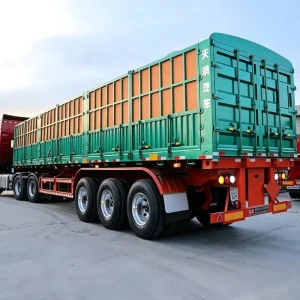 Construction Machinery Cargo Truck, 80T Leaf Spring 4-Axle Fence Trailer, Manufacturer