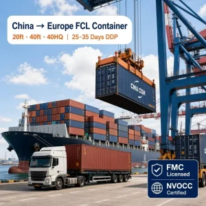 FCL 20ft 40ft 40HQ Container Sea Freight China to Europe DDP 25 35 Days FMC Licensed LCL & Express Available