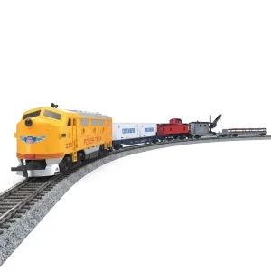 HO Scale 1:87 Diesel Locomotive and Freight Car Train Set with Metal Wheels