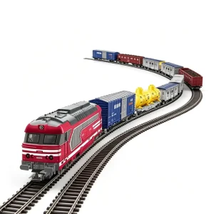 HO Scale BB 67000 Diesel Locomotive Electric Train Coach with Light, 1:87 Scale Starter Train Set with Oval Track